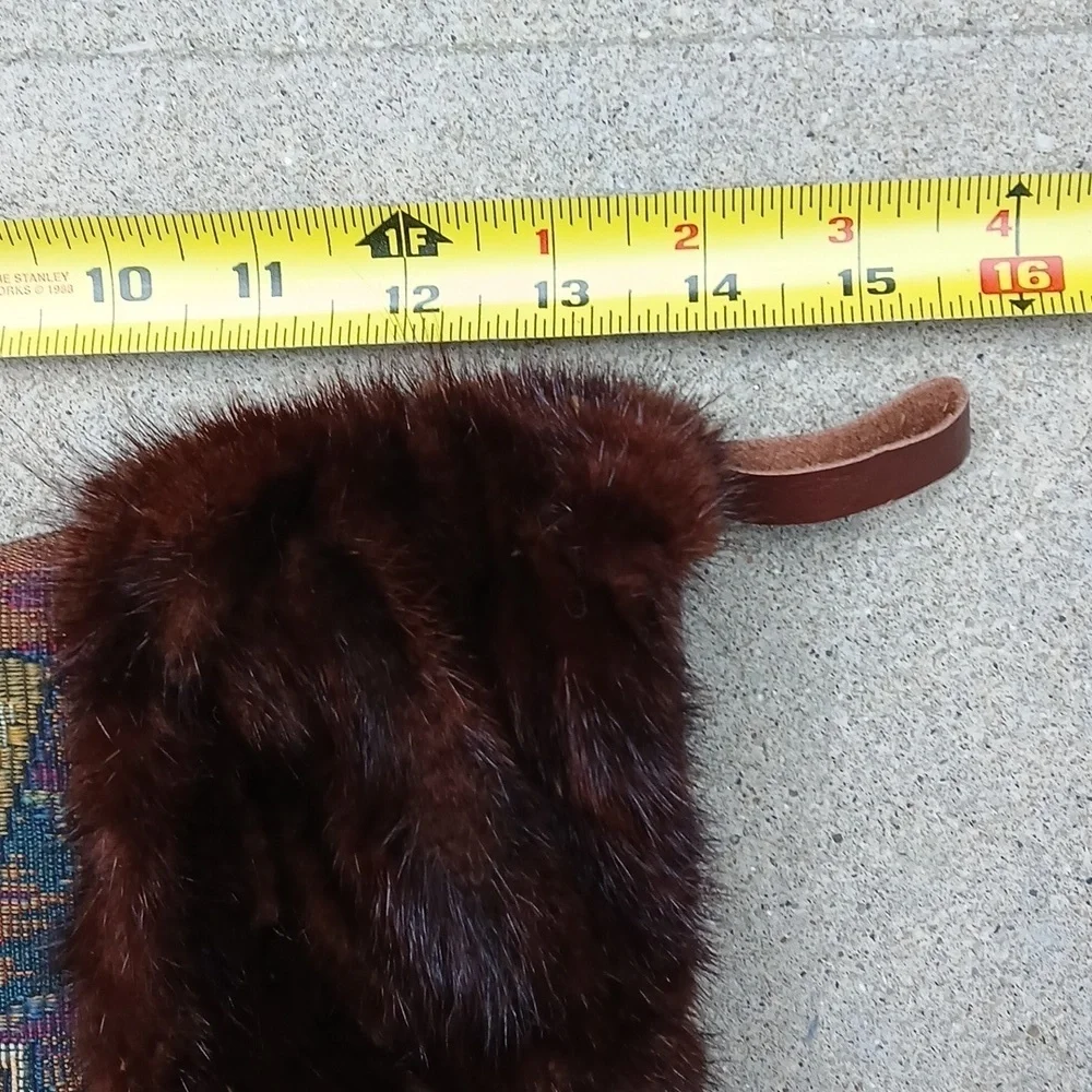 Hand Made mink/Tapestry Christmas Stocking with Mink Fur Trim